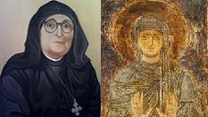 Ritratto di Madre Macrina Raparelli ed icona di Santa Macrina la Giovane, sorella di San Basilio il Grande.